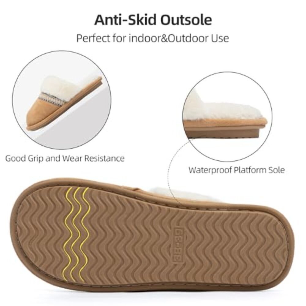 Women's Cozy Memory Foam Slippers, Anti-Skid Sole, Faux Fur, Slip-On - Picture 6 of 8